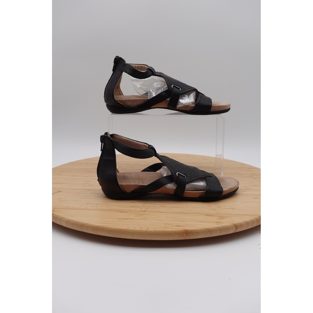 SOUL Naturalizer Sandals Womens Size 7.5 38 Black Gladiator Flat Comfort Shoes